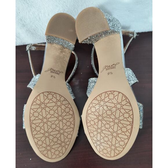 Jewel Badgley Mischka Cook Silver Glitter Sandals Women's Sz 9.5 Metallic Shoes - Picture 7 of 14